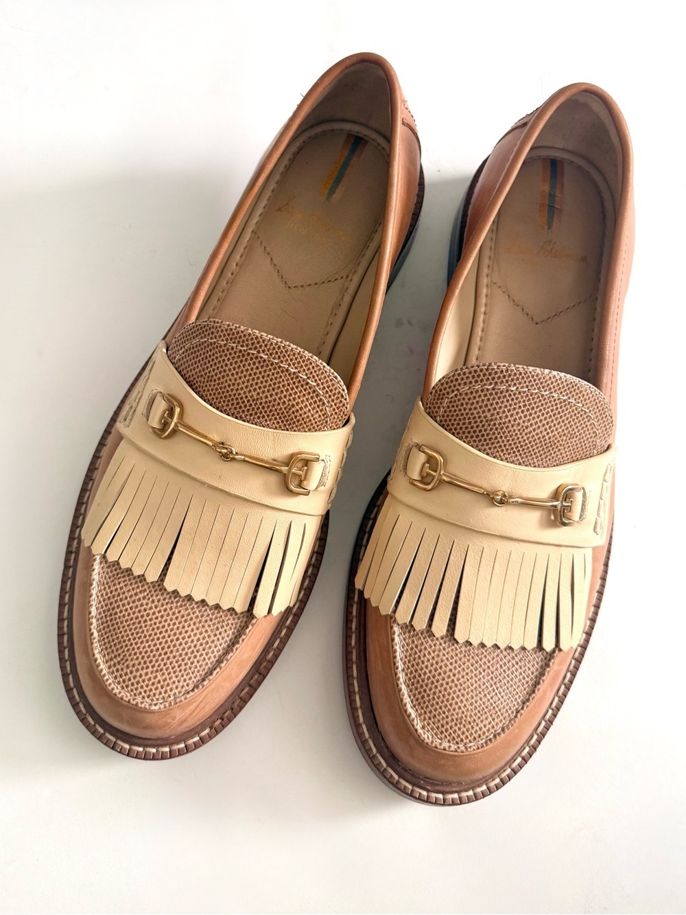 Sam Edelman Cammi Leather Fringe Loafers Chunky Size 7.5 - Picture 2 of 10